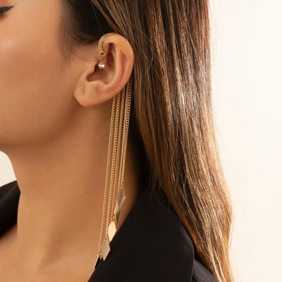 Ingemark Kpop Lange Kwast Clip Oorbel voor Vrouwen Dames Geen Piercing Nep Kraakbeen Exquise Oor Bot Clips Pendientes Sieraden goud