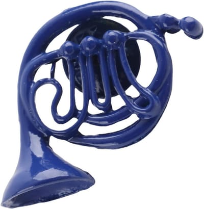 Elegante metalen hoorn broche in blauw met decoratieve geschenkdoos voor kleding, hoeden en sjaals, ideaal voor modeaccessoires en cadeau's