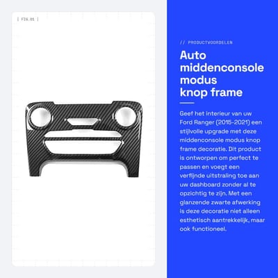 Dailygoods- Middenconsole Decoratie - Modus Knop Frame - Compatibel met Ranger 2015-2021 - Eenvoudig te Installeren - Glanzende Zwarte Afwerking - ABS Materiaal - Dashboardtrim