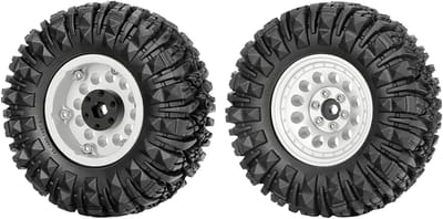 Beadlock Wielen voor RC Rock Crawlers, Set van 4, 1.33 Inch Aluminium, 70mm Rubber Banden met Hexagon voor 1/12 1/14 1/18 1/24 Modellen, Geschikt voor Off-Road Gebruik