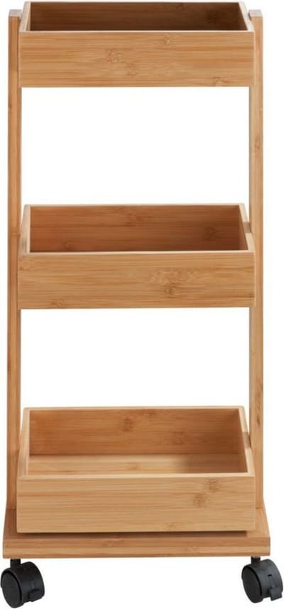 WENKO Badkamerkast, badkamertrolley, bamboe, TORTONA, 18 x 71,5 x 31 cm