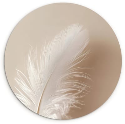 WallCircle® Wandcirkel 120x120 cm - Muurcirkel Veer - Minimalistisch - Roze - Muurdecoratie woonkamer - Wanddecoratie slaapkamer - Kamer decoratie accessoires - Ronde schilderijen XXL