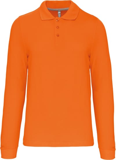 Herenpoloshirt met knopen en lange mouwen Oranje - XL