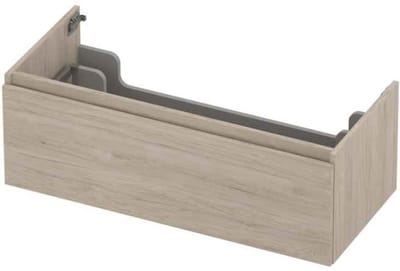 INK - Onderkast 1 Lade Greeploos met Houten Keerlijst - 1000x450x350 Mm - Ivoor Eiken