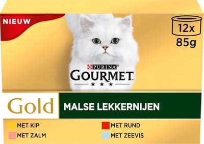 3x GOURMET Gold Malse Lekkernijen ( kip, rund, zalm en zeevis)