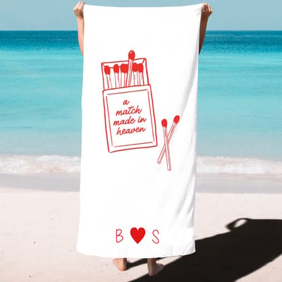 Strandlaken - Badlaken met print - Voor hem - A Match made in heaven - Voorletter - Geen set