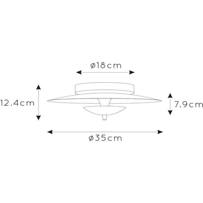 Lucide VULCAN - Plafonnière (Plafondlamp) - Ø 35 cm - LED Dimbaar - 1x9W 3000K - Zwart