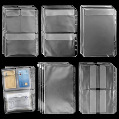15-delige A5 ringbandinserts met rits, doorzichtige PVC zakken voor A5 notitieboek, planneraccessoires en losse bladzijden opslag