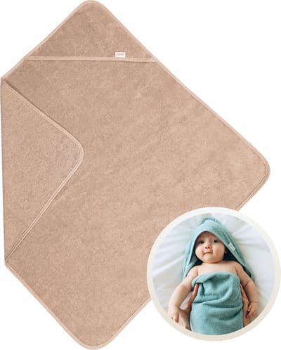Funnies Badcape Pinkstone 80x80 cm - Zachte Badcape Baby / Omslagdoek / Handdoek met Capuchon - Gemaakt van 100% Katoenen Badstof - Absorberend en Comfortabel - Perfect voor Warmte en Droogte na het Badderen