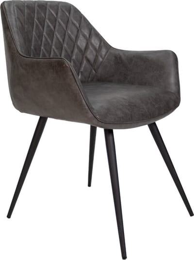 Eetkamerstoel - Antraciet - Kunstleer - Met metalen poten - Zithoogte 49cm - Set van 1