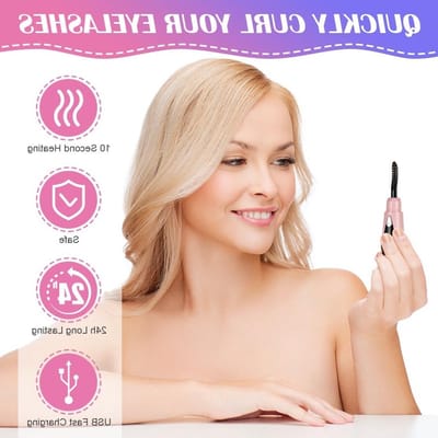 Elektrische Wimperkruller met Verwarming, Oplaadbaar, 3 Temperatuurstanden, Langdurig en Natuurlijke Krul met Siliconen Pad - Roze