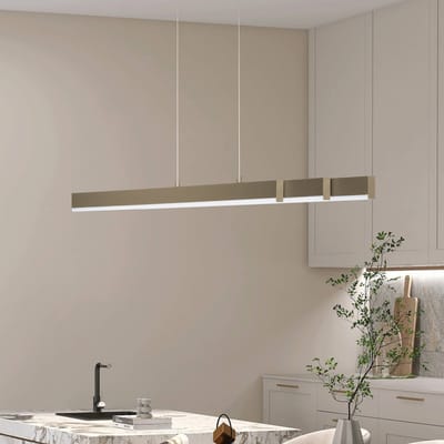 FISCHER & HONSEL LED hanglamp Vayana, greige, lengte 189 cm, CCT-touchdimmer