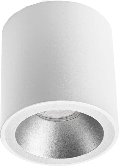 Opbouwspot GU10 - Pragmi Cliron Pro - Opbouw Rond - Mat Wit/Zilver - Aluminium - Verdiept - Ø90mm