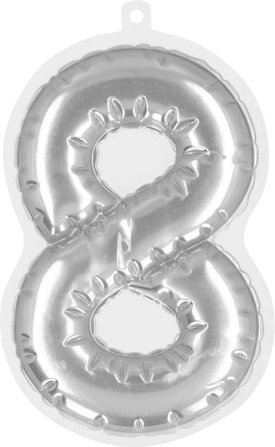 Boland - Sticker Folieballon '8' zilver Zilver - Geen thema - Verjaardag - Jubileum - Raamsticker