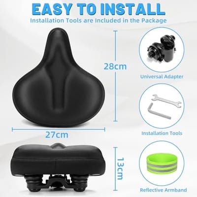Comfortabel Gelfietszadel Extra Breed - Ergonomisch en Universeel Vervangend Zadel voor Stadsfietsen, Racefietsen, MTB, en E-Bikes