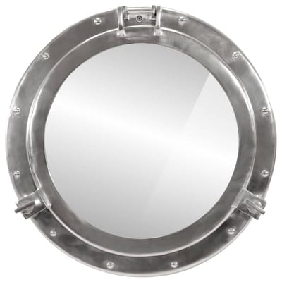 vidaXL - Wandspiegel - patrijspoort - Ø50 - cm aluminium - en - glas