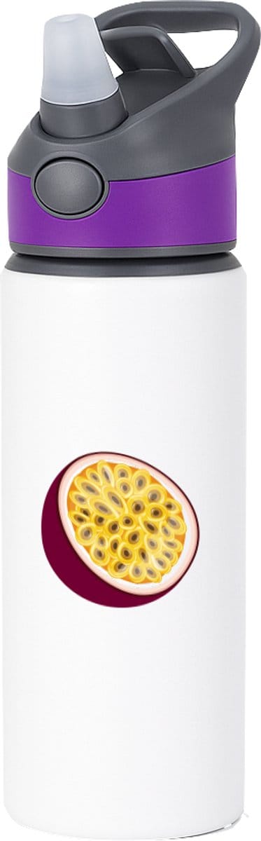 Hacebo® - passievrucht waterfles met rietje paars - Fruitschaal - Fruit liefhebbers - Zuidvrucht - gezond eten - water fles - 650ML