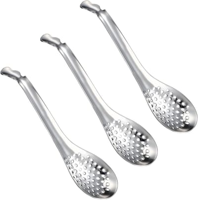 Set van 3 RVS Kaviaarlepels, Kleine Schuimlepels, Zeeflepels en Olijflepels voor Thuis en Keuken, Perfect voor Serveer- en Kookbehoeften