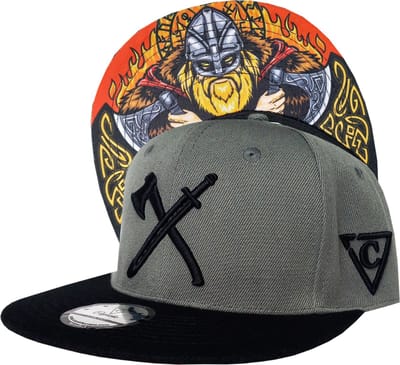 Capiche® Snapback Kinder Pet – De Viking – Grijs & Zwart – Verstelbaar met Druksluiting – Sportcap – Baseball Cap – Kindermaat