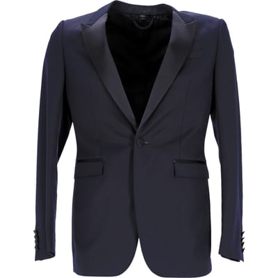 Burberry Smoking Jacket in Navy Blauw Virgin Wol