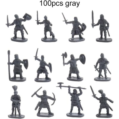 100 stuks/set Oude Soldaat Miniatuur Decoratief Model Huisdecoratie Micro Vorm Meerdere Houdingen Middeleeuwse Ridder Stijl TMZ