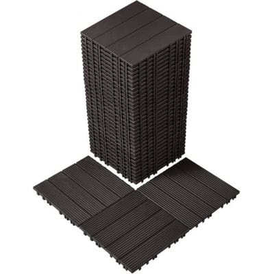 VEVOR Terrastegels, Set van 36, Balkontegels 295x295mm, Kliktegels, Kunststof Vloerbedekking voor Buiten, Terrasvloer voor Veranda, Zwembad, Balkon, Achtertuin, Donkerbruin