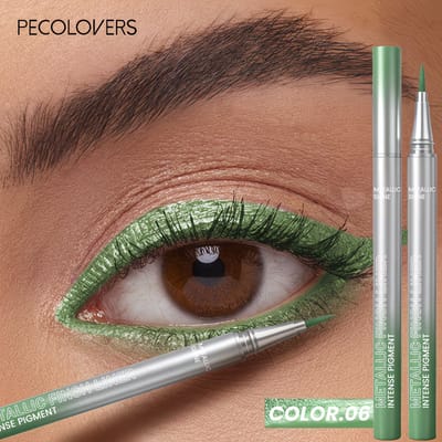 Metallic Olijfgroene Eyeliner – Waterproof Shimmer Eyeliner Pen – Langhoudende Oogmake-up – Variant 06