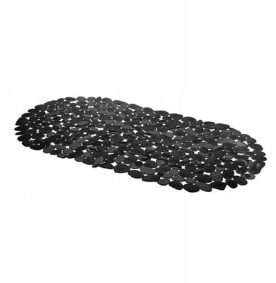 Ovale Badmat Pebble 68x35cm Zwart - Antislip met Zuignappen