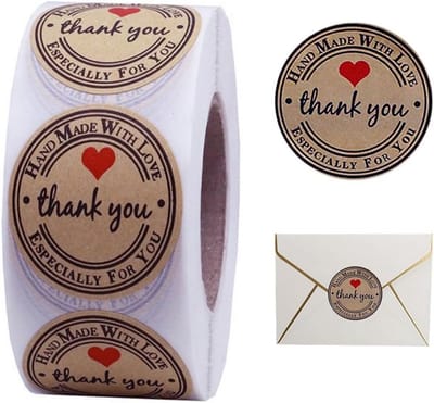 500 stuks 'Met Liefde Gemaakt' Stickers Ø3,8 cm voor Verpakking en Cadeaus