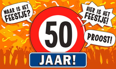 Q2P – 50 Jaar Gevelvlag – 150×90 cm XXL – Verjaardag Versiering - Vlaggenlijn – Binnen & Buiten - Vlag