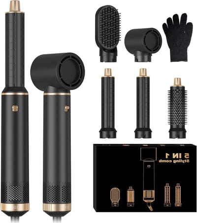 Haarstyler 5-in-1 - Heteluchtborstel Krultang - Haar Stylen - Negatieve Ionentechnologie - 1000 W - Zwart
