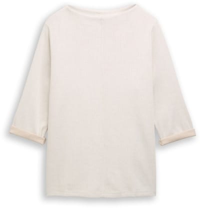 Tom Tailor - Plus Size - Sweatshirt met opstaande kraag - Maat 46 - sand stone beige melange