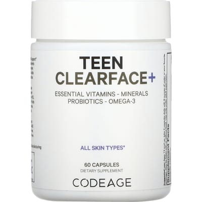Codeage, Teen Clear Face Vitamine, voor alle huidtypen, 60 capsules