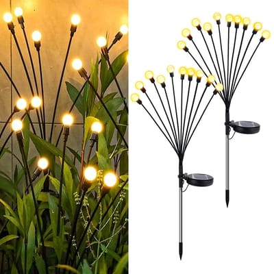 Ynkkvre - Solar Tuinverlichting - Vuurvliegjes Tuinlamp - Buitenverlichting - Tuinverlichting - Sfeerverlichting - Tuinlamp met 10 LEDs - Twee Verlichtingsmodi - IP65 Waterdicht - Zonne-energie