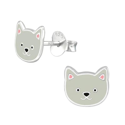 Princess Oorbellen Hondje - 925 Zilver E-Coating - Dier - 7x8mm