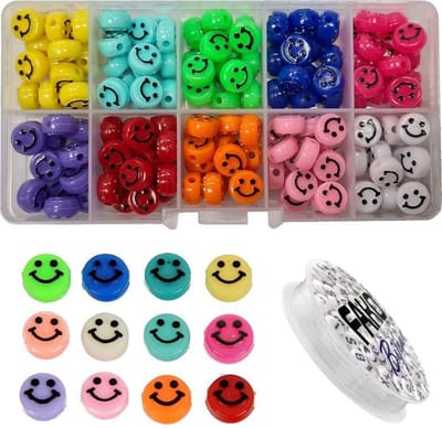 Fako Bijoux - DIY Smiley Kralen XL Set - Acryl Kralen - Emoji Kralen - Sieraden Maken - 10mm - 10 Kleuren
