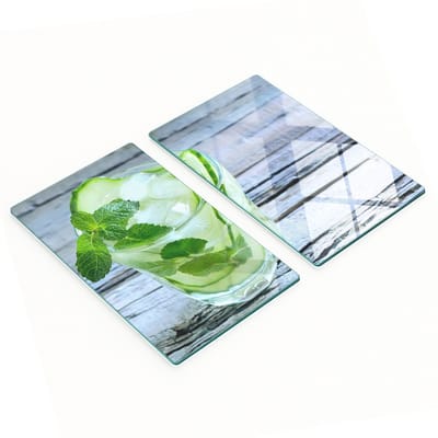 Decoratieve snijplanken van gehard glas met afbeelding van waterkomkommers, 2x30x52 cm