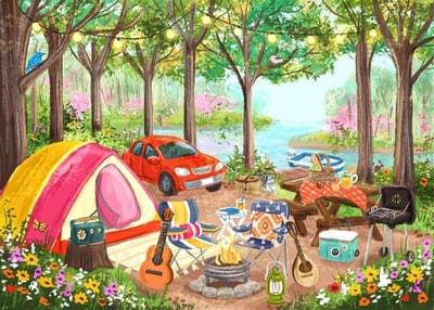 Legpuzzel - Puzzelstukjes - Ontspannen Tijdverdrijf - Vrolijk Camping Thema - 500 Stukjes - Meerkleurig