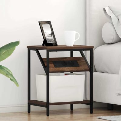 vidaXL Nachtkastje Bruin Eiken 38 x 30 x 48 cm Bewerkt hout