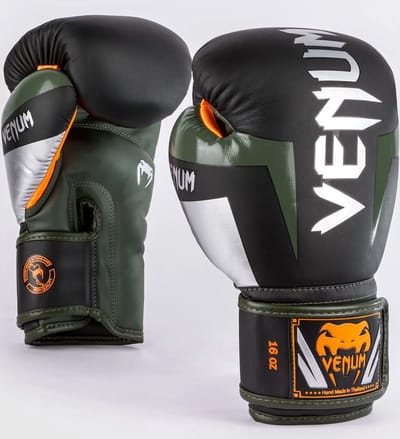 Venum Elite (Kick)bokshandschoenen Zwart Zilver Kaki