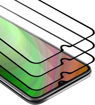Cadorabo 3x Screenprotector geschikt voor Xiaomi RedMi NOTE 8 Volledig scherm pantserfolie Beschermfolie in TRANSPARANT met ZWART - Getemperd (Tempered) Display beschermend glas in 9H hardheid met 3D Touch