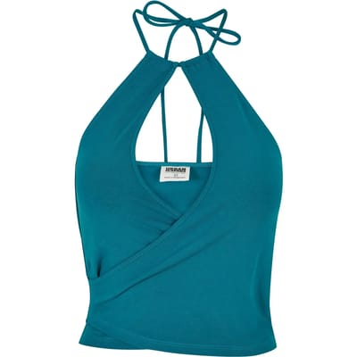 Urban Classics - Short Wrapped Neckholder Mouwloze top - 3XL - Blauw