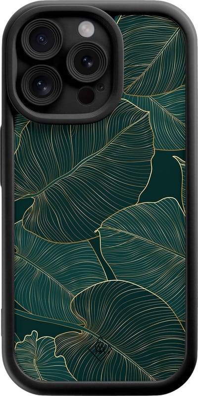 Casimoda® hoesje - Geschikt voor iPhone 15 Pro Max - Monstera Leaves - Effen telefoonhoesje met lensbescherming - Siliconen/TPU - Backcover - Groen
