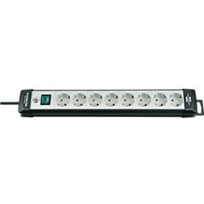 Brennenstuhl Premium-Line stekkerdoosstrook, 8-voudig, ophanginrichting, verlichte veiligheidsschakelaar, 45°-opstelling, lichtgrijs/zwart