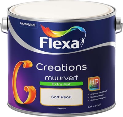 Flexa Creations Muurverf - Extra Mat - Soft Pearl - Beige / Crème - 2,5 liter