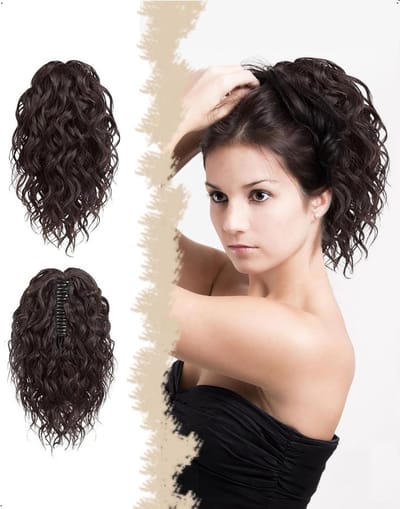 Korte Ponytail Haarextension van 30 cm, Natuurlijke Gelaagde Krullende Ponytail voor Vrouwen, Bruin, Perfect voor Feestjes en Dagelijks Gebruik