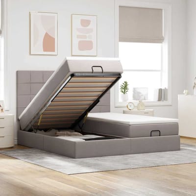 vidaXL - Ottoman - bed - met - matrassen - 180x200cm - stof - taupe