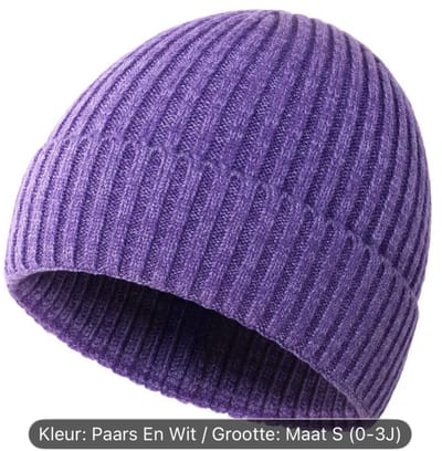 kinder winter muts paars maat s (0-3) jaar
