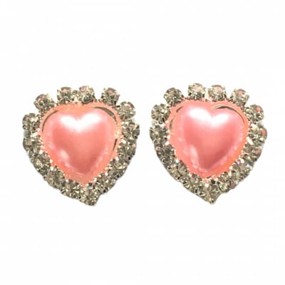 Clip oorbellen- Roze- strass- hartje- geen gaatje- Charme Bijoux