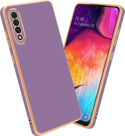 Cadorabo Hoesje geschikt voor Samsung Galaxy A50 4G / A50s / A30s in Glossy Paars - Goud - Beschermhoes Case Cover van flexibel TPU-silicone en met camerabescherming